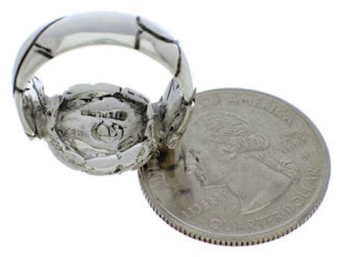 Southwestern Turquoise Sterling Silver Ring Size 6-3/4 WX39330